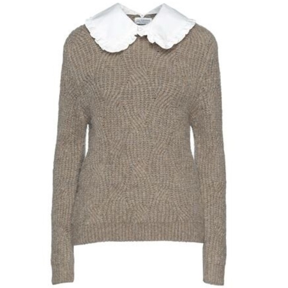 NWT Lili Sidonio Molly Bracken Brown Cable Knit Sweater Peter Pan Collar Sz. S - Picture 2 of 7